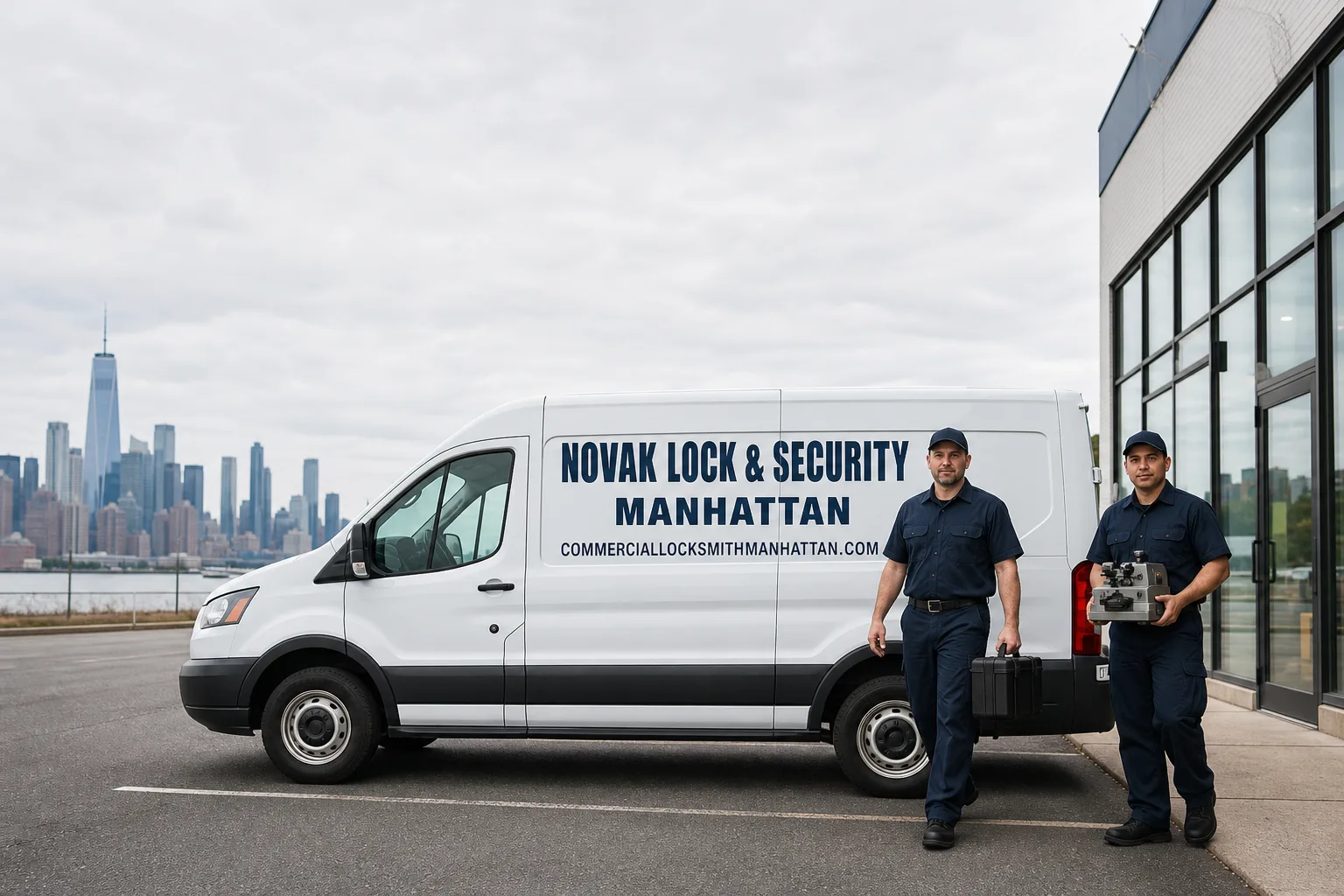 Novak Lock & Security Manhattan locksmith service vehicle and crew in Manhattan, NY